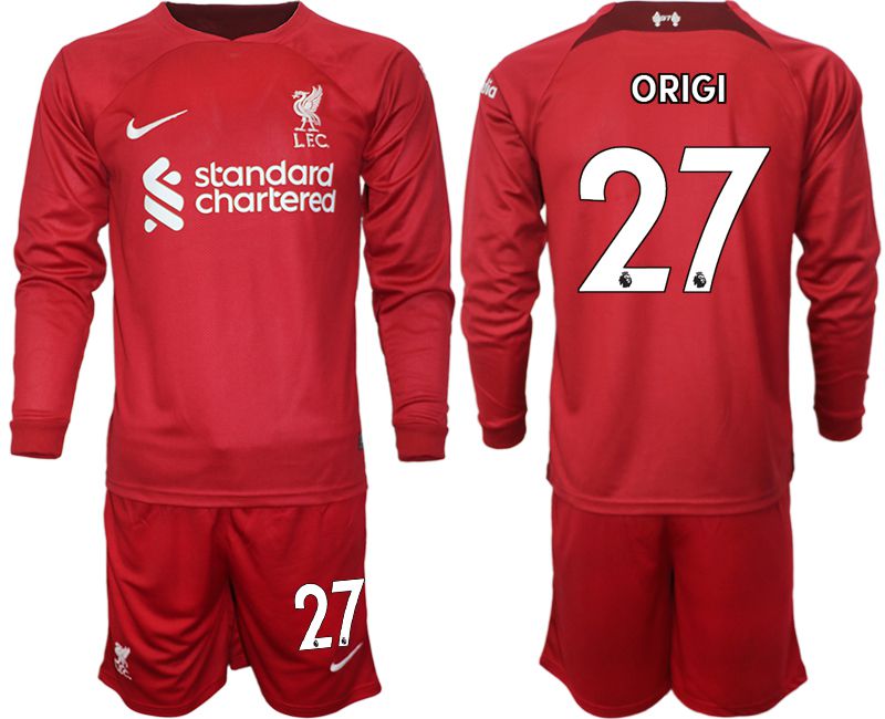 Men 2022-2023 Club Liverpool home long sleeves red #27 Soccer Jersey->liverpool jersey->Soccer Club Jersey